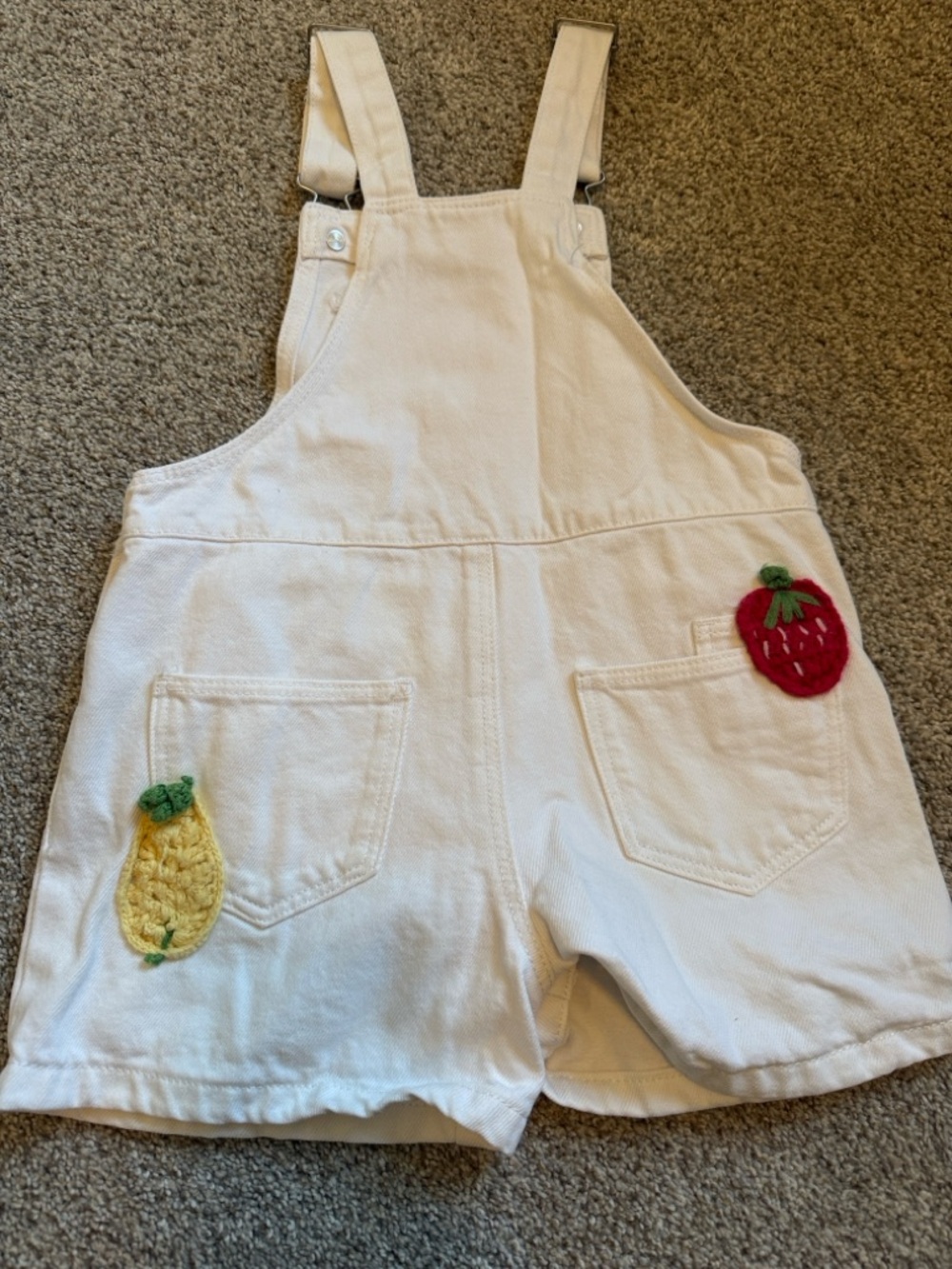 Zara White Denim Short Overalls with Front Bib (2-3)